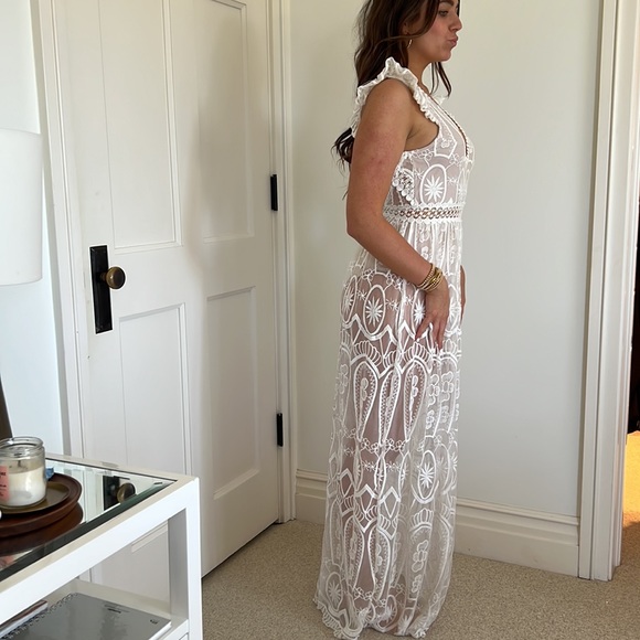 Sheer White Embroidered Dress - Picture 2 of 3